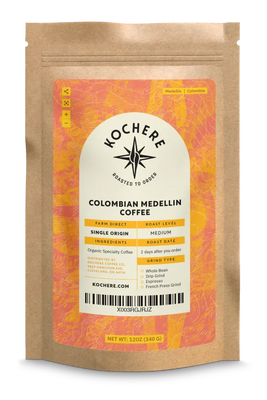 Noccher's specialty Colombian Medellin Coffee - Simple Origin - Medium Roast - Kochere Coffee Company.