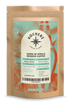 A bag of Horn of Africa Reserve Coffee - (Ethiopian, Kenyan, Tanzanian) Espresso Blend - Medium Dark Roast with a label on it from Kochere Coffee Company.