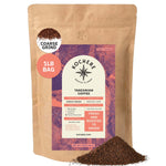 A 1-lb bag of Kochere Coffee Tanzanian Mbeya AB Medium-Light Roast by Kochere Coffee Company, featuring coarse ground coffee with pear, floral, and jasmine notes. Fresh, single origin, made to order.[1lb][coarse grind]