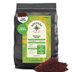 A 5-pound bag of Kochere Coffee Brazilian Santos Medium Roast by Kochere Coffee Company features smooth, elegant coffee with cocoa notes, made from single origin Brazilian Santos beans and fine grind displayed in front.[5lb][fine grind]