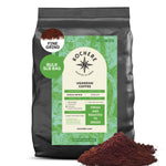 A 5lb bag of Kochere Coffee Company's Ugandan Sipi Falls Single Origin, organic medium roast coffee—raisin, fig, and brown sugar notes—freshly roasted to order and labeled “sustainably grown.” Fine grind shown in front.[5lb][fine grind]