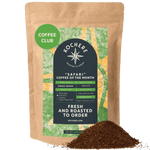 A bag of Kochere Coffee Company’s Safari "Coffee of the Month" Club—fresh roasted, single origin, medium roast—perfect for your coffee subscription or monthly pick. Ground coffee included; always fresh and roasted to order.[1LB][drip grind]