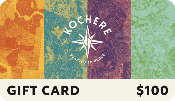 Kochere gift card with colorful design and $100 value