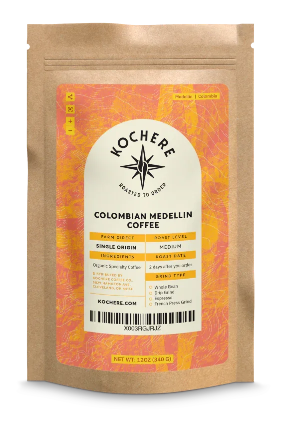 Noccher's specialty Colombian Medellin Coffee - Simple Origin - Medium Roast - Kochere Coffee Company.