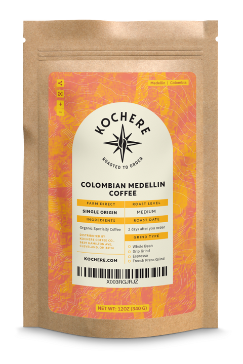 Noccher's specialty Colombian Medellin Coffee - Simple Origin - Medium Roast - Kochere Coffee Company.