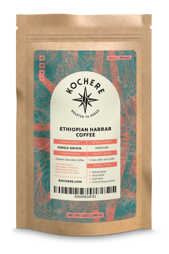Ethiopian Harrar Coffee - Natural, Origin Single - Medium Light Roast